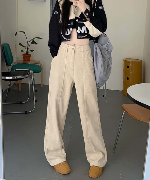 MAISON DE THERESE（メゾン ド テレーズ）の「コールテン　ハイウエストストレートパンツ（その他パンツ・レディース・ブラック/アイボリー/ブラウン・S/M/L）」の8枚目の写真