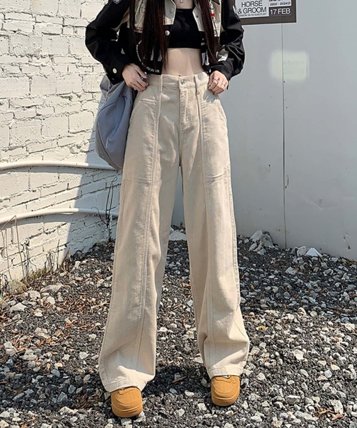 MAISON DE THERESE（メゾン ド テレーズ）の「コールテン　ハイウエストストレートパンツ（その他パンツ・レディース・ブラック/アイボリー/ブラウン・S/M/L）」の10枚目の写真