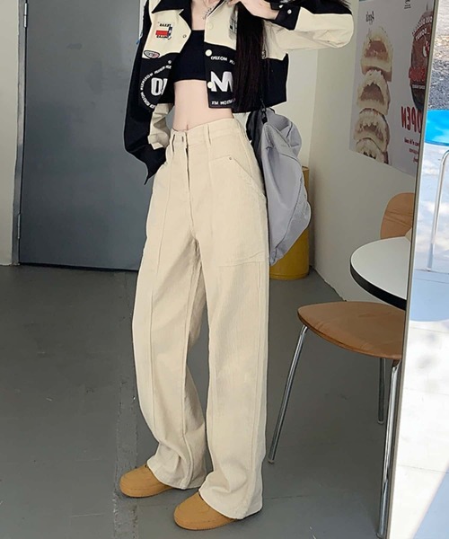 MAISON DE THERESE（メゾン ド テレーズ）の「コールテン　ハイウエストストレートパンツ（その他パンツ・レディース・ブラック/アイボリー/ブラウン・S/M/L）」の6枚目の写真