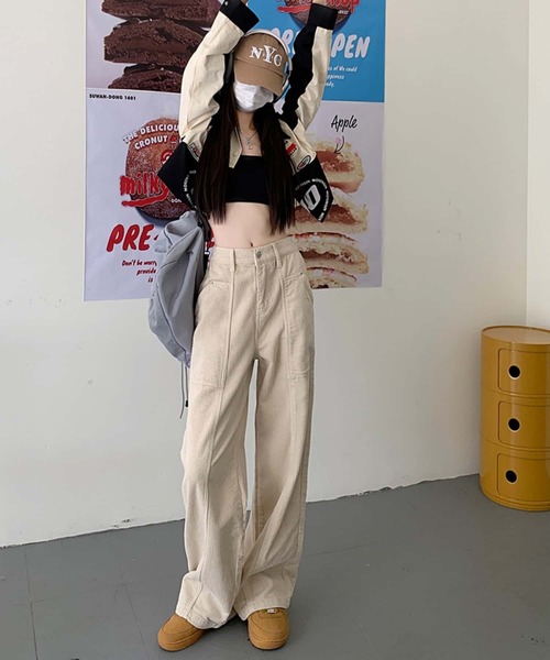 MAISON DE THERESE（メゾン ド テレーズ）の「コールテン　ハイウエストストレートパンツ（その他パンツ・レディース・ブラック/アイボリー/ブラウン・S/M/L）」の4枚目の写真