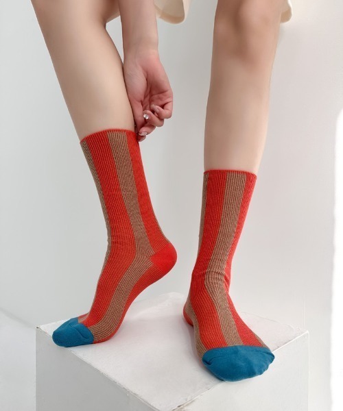 REBALANCE（リバランス）の「ストライプ デザイン ソックス（ソックス/靴下・レディース・B/C/D/E/A・FREE）」の3枚目の写真