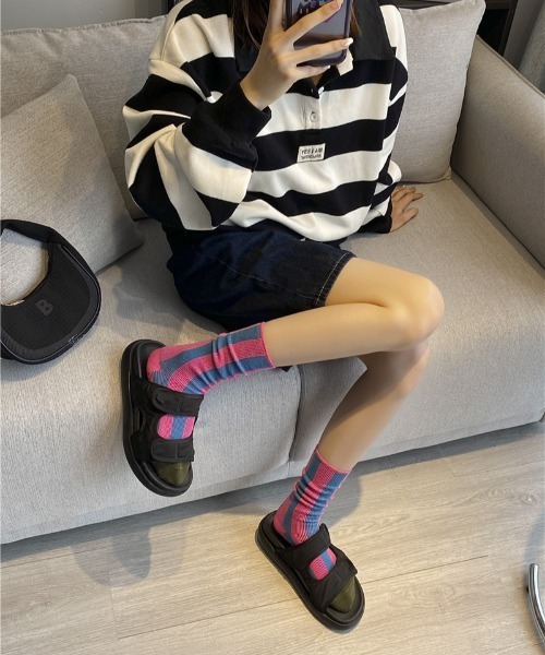 REBALANCE（リバランス）の「ストライプ デザイン ソックス（ソックス/靴下・レディース・B/C/D/E/A・FREE）」の21枚目の写真