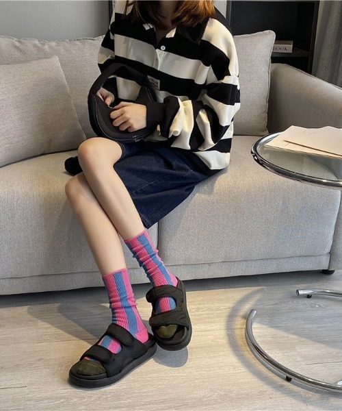 REBALANCE（リバランス）の「ストライプ デザイン ソックス（ソックス/靴下・レディース・B/C/D/E/A・FREE）」の14枚目の写真