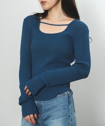 SENEE | square decolletage knit tops（スクエアデコルテニットトップス）(Tシャツ/カットソー)