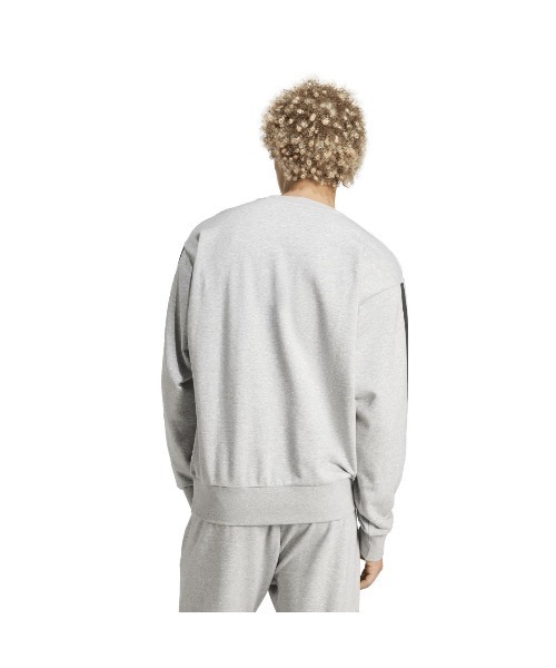 adidas(アディダス)の「アディダス adidas エッセンシャルズ スリーストライプス フレンチテリースウェット(スウェット・メンズ・グレー/グレー×ホワイト/ブラック・S/M/L/LL/3L)」の8枚目の写真