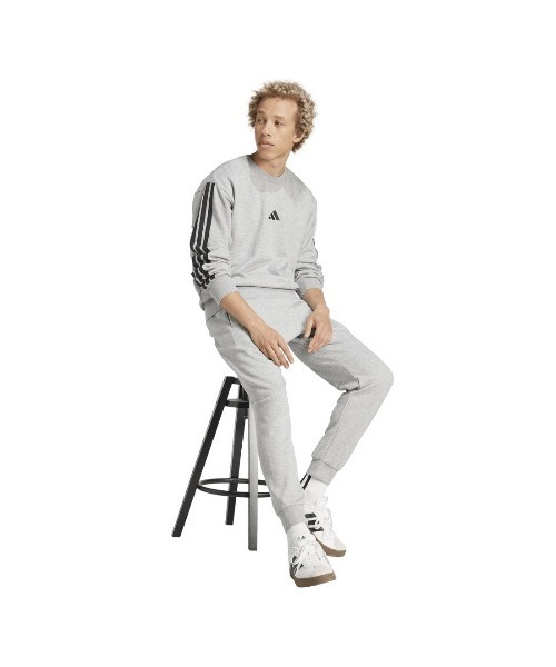 adidas(アディダス)の「アディダス adidas エッセンシャルズ スリーストライプス フレンチテリースウェット(スウェット・メンズ・グレー/グレー×ホワイト/ブラック・S/M/L/LL/3L)」の9枚目の写真