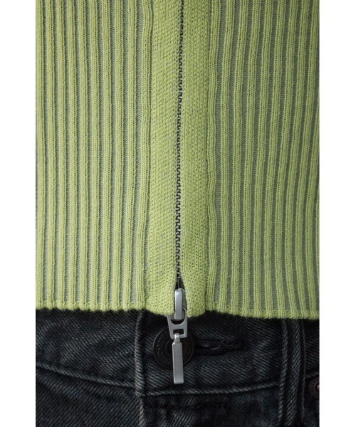 AZUL by moussy(アズールバイマウジー)の「Wジップ配色リブカーディガン(カーディガン/ボレロ・レディース・ブラック系その他/杢グレー/ライトベージュ/ピンク系その他/ライム・FREE)」の7枚目の写真