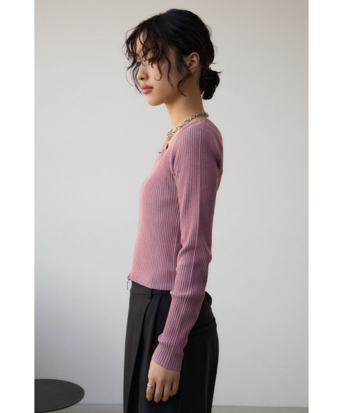 AZUL by moussy(アズールバイマウジー)の「Wジップ配色リブカーディガン(カーディガン/ボレロ・レディース・ブラック系その他/杢グレー/ライトベージュ/ピンク系その他/ライム・FREE)」の13枚目の写真