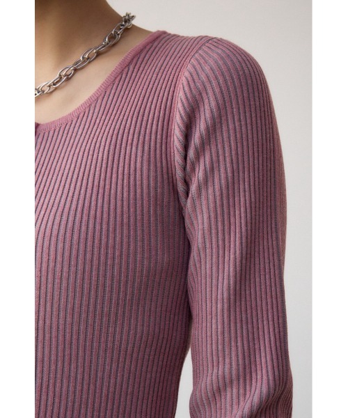 AZUL by moussy(アズールバイマウジー)の「Wジップ配色リブカーディガン(カーディガン/ボレロ・レディース・ブラック系その他/杢グレー/ライトベージュ/ピンク系その他/ライム・FREE)」の16枚目の写真