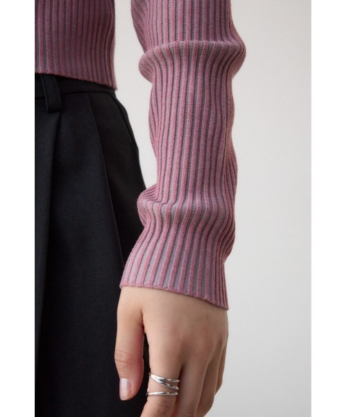 AZUL by moussy(アズールバイマウジー)の「Wジップ配色リブカーディガン(カーディガン/ボレロ・レディース・ブラック系その他/杢グレー/ライトベージュ/ピンク系その他/ライム・FREE)」の17枚目の写真