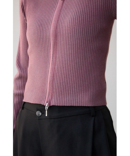 AZUL by moussy(アズールバイマウジー)の「Wジップ配色リブカーディガン(カーディガン/ボレロ・レディース・ブラック系その他/杢グレー/ライトベージュ/ピンク系その他/ライム・FREE)」の19枚目の写真