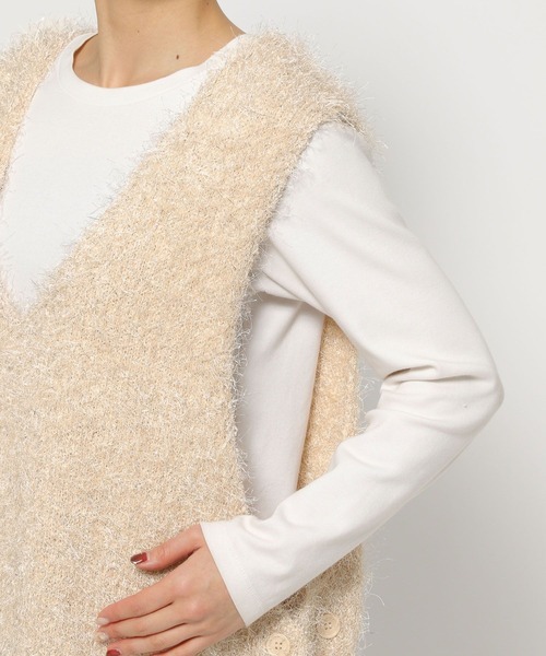 LOWRYS FARM（ローリーズファーム）の「ラメシャギーベスト 284592（ニット/セーター・レディース・グレー/アイボリー/ブラック・FREE）」の11枚目の写真