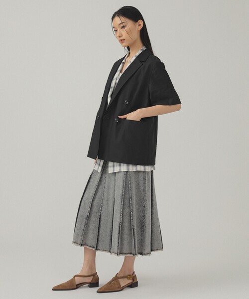 Ray BEAMS(レイビームス)の「4ボタン ダブル ハーフスリーブ ジャケット(テーラードジャケット・レディース・グレー/ブラック・0/1)」の18枚目の写真