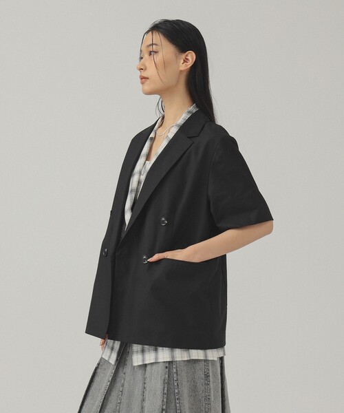 Ray BEAMS(レイビームス)の「4ボタン ダブル ハーフスリーブ ジャケット(テーラードジャケット・レディース・グレー/ブラック・0/1)」の22枚目の写真