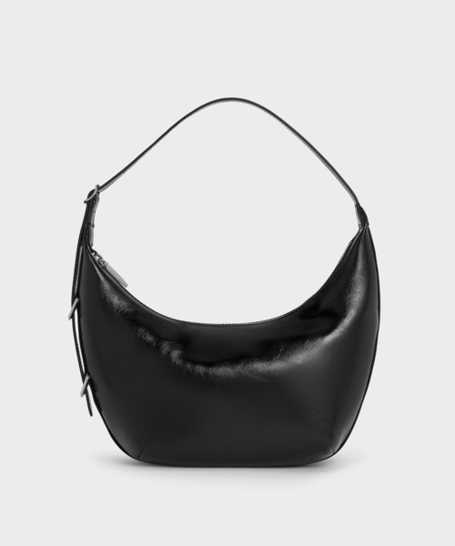 CHARLES & KEITH(チャールズ & キース)の「Bryna ブライナ カーブホーボーバッグ(ショルダーバッグ・レディース・シルバー/スミクロ/クリーム/ワインレッド・M)」の1枚目の写真