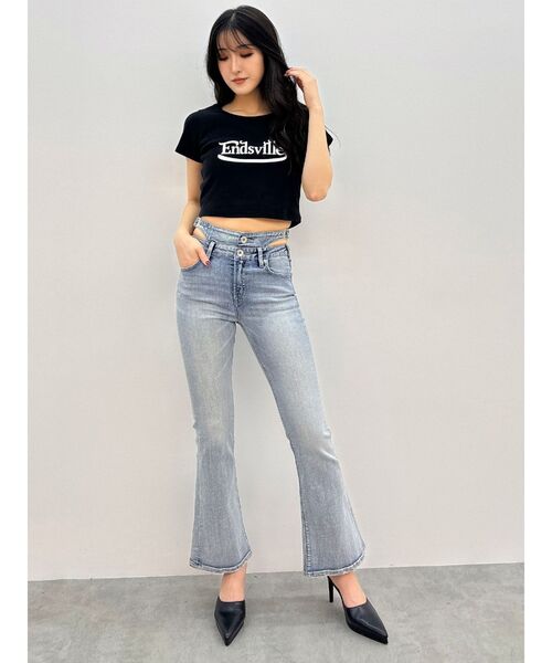 GYDA（ジェイダ）の「EndsvilleショートTシャツ（Tシャツ/カットソー・レディース・ブラック/ライトグレー/オフホワイト・FREE）」の5枚目の写真