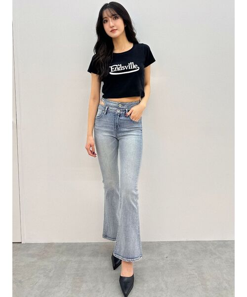 GYDA（ジェイダ）の「EndsvilleショートTシャツ（Tシャツ/カットソー・レディース・ブラック/ライトグレー/オフホワイト・FREE）」の6枚目の写真