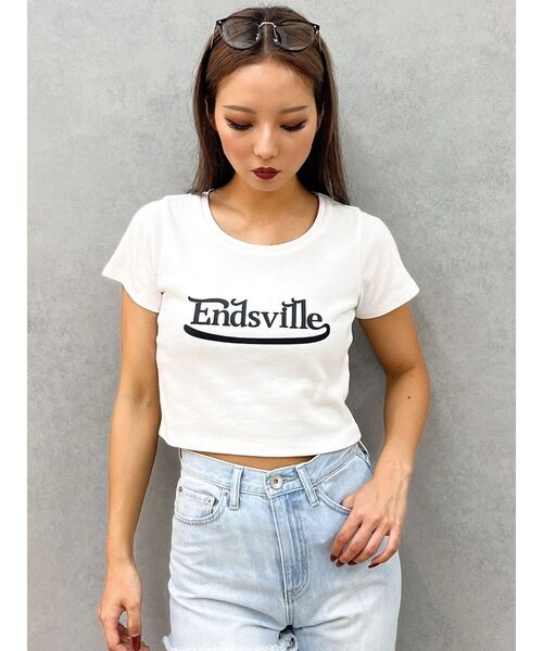 GYDA（ジェイダ）の「EndsvilleショートTシャツ（Tシャツ/カットソー・レディース・ブラック/ライトグレー/オフホワイト・FREE）」の7枚目の写真
