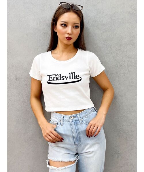 GYDA（ジェイダ）の「EndsvilleショートTシャツ（Tシャツ/カットソー・レディース・ブラック/ライトグレー/オフホワイト・FREE）」の8枚目の写真