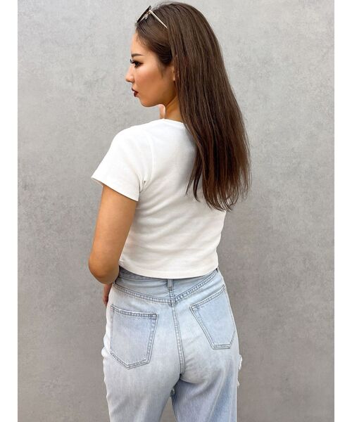 GYDA（ジェイダ）の「EndsvilleショートTシャツ（Tシャツ/カットソー・レディース・ブラック/ライトグレー/オフホワイト・FREE）」の9枚目の写真