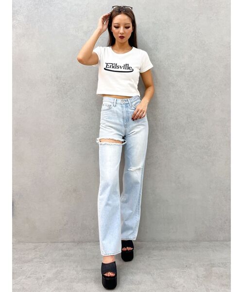 GYDA（ジェイダ）の「EndsvilleショートTシャツ（Tシャツ/カットソー・レディース・ブラック/ライトグレー/オフホワイト・FREE）」の10枚目の写真