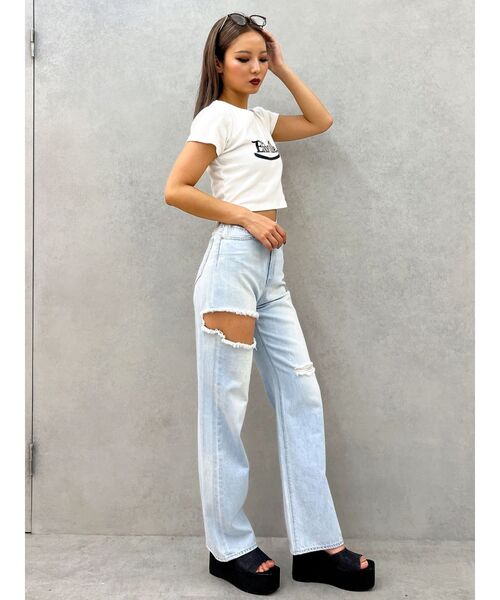 GYDA（ジェイダ）の「EndsvilleショートTシャツ（Tシャツ/カットソー・レディース・ブラック/ライトグレー/オフホワイト・FREE）」の11枚目の写真