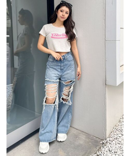 GYDA（ジェイダ）の「EndsvilleショートTシャツ（Tシャツ/カットソー・レディース・ブラック/ライトグレー/オフホワイト・FREE）」の22枚目の写真