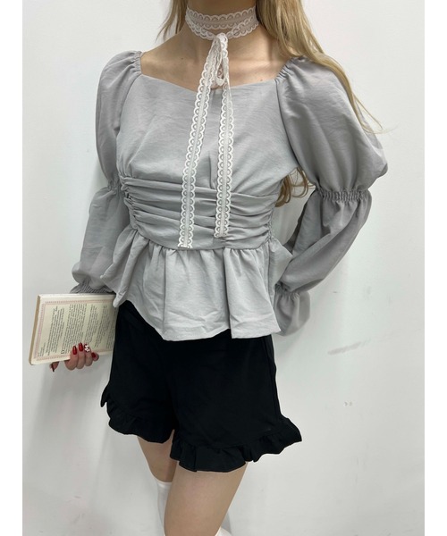 PHILLY(フィリー)の「【PHILLY】キャンディスリーブショートブラウス(シャツ/ブラウス・レディース・グレー/ホワイト・FREE)」の8枚目の写真