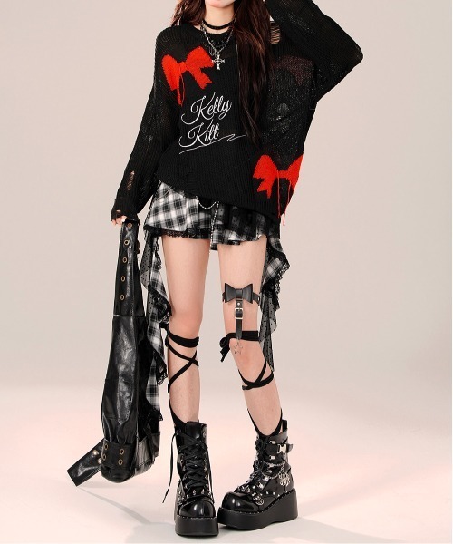 gossip！ロサンゼルス（ゴシップロサンゼルス）の「Y2K イレヘムレー チェック柄ススカート（スカート・レディース・チェック・M/L）」の6枚目の写真