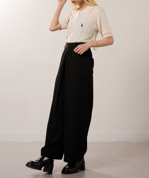 U.S. POLO ASSN.(ユーエスポロアッスン)の「【U.S. POLO ASSN.】限定商品 ロイヤルケーブル ドライタッチ ニットポロシャツ(ポロシャツ・レディース・アイボリー/イエロー/レッド/グレー/ネイビー/ブラック・FREE)」の13枚目の写真