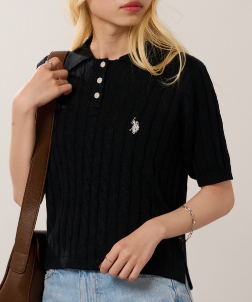 U.S. POLO ASSN.(ユーエスポロアッスン)の「【U.S. POLO ASSN.】限定商品 ロイヤルケーブル ドライタッチ ニットポロシャツ(ポロシャツ・レディース・アイボリー/イエロー/レッド/グレー/ネイビー/ブラック・FREE)」の14枚目の写真