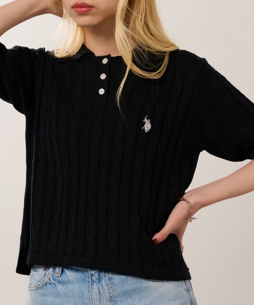 U.S. POLO ASSN.(ユーエスポロアッスン)の「【U.S. POLO ASSN.】限定商品 ロイヤルケーブル ドライタッチ ニットポロシャツ(ポロシャツ・レディース・アイボリー/イエロー/レッド/グレー/ネイビー/ブラック・FREE)」の15枚目の写真