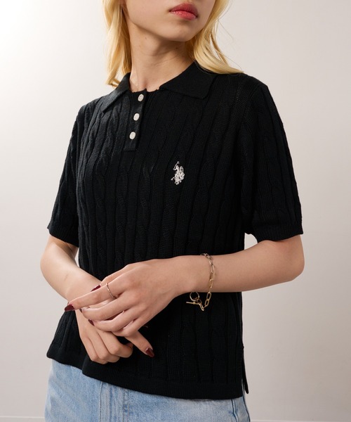 U.S. POLO ASSN.(ユーエスポロアッスン)の「【U.S. POLO ASSN.】限定商品 ロイヤルケーブル ドライタッチ ニットポロシャツ(ポロシャツ・レディース・アイボリー/イエロー/レッド/グレー/ネイビー/ブラック・FREE)」の16枚目の写真