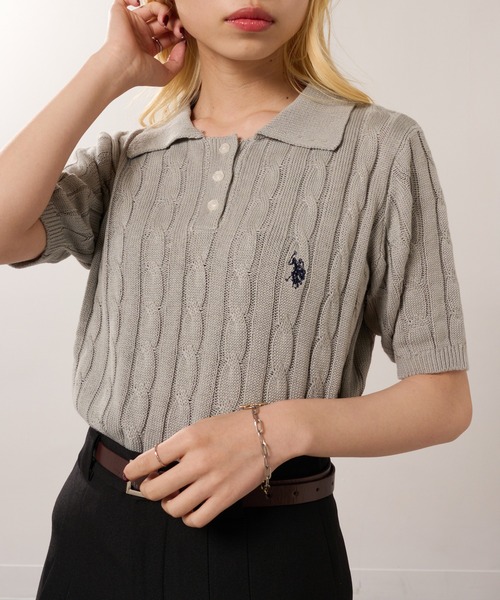 U.S. POLO ASSN.(ユーエスポロアッスン)の「【U.S. POLO ASSN.】限定商品 ロイヤルケーブル ドライタッチ ニットポロシャツ(ポロシャツ・レディース・アイボリー/イエロー/レッド/グレー/ネイビー/ブラック・FREE)」の22枚目の写真