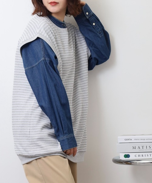 JEMORGAN(ジェーイーモーガン)の「JEMORGAN ワッフルボーダーベスト(ベスト・メンズ・ナチュラル/杢グレー/ネイビー・M/XL/L)」の14枚目の写真