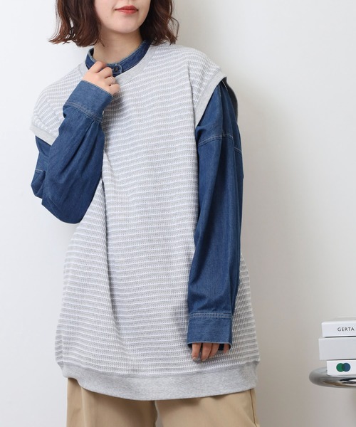 JEMORGAN(ジェーイーモーガン)の「JEMORGAN ワッフルボーダーベスト(ベスト・メンズ・ナチュラル/杢グレー/ネイビー・M/XL/L)」の18枚目の写真