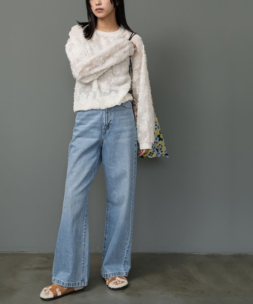 mili an deni(ミリアンデニ)の「シアー花柄プルオーバー(シャツ/ブラウス・レディース・アイボリー/ブラック・M)」の6枚目の写真
