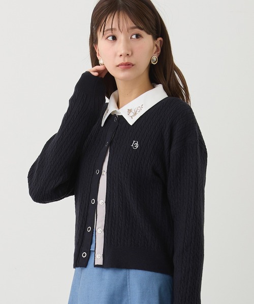 NICOLE CLUB（ニコル　クラブ）の「リングドットカーディガン（カーディガン/ボレロ・レディース・グレー/ブルー/ネイビー/イエロー/オレンジ・FREE）」の3枚目の写真