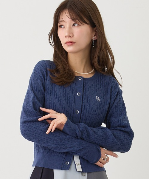 NICOLE CLUB（ニコル　クラブ）の「リングドットカーディガン（カーディガン/ボレロ・レディース・グレー/ブルー/ネイビー/イエロー/オレンジ・FREE）」の4枚目の写真