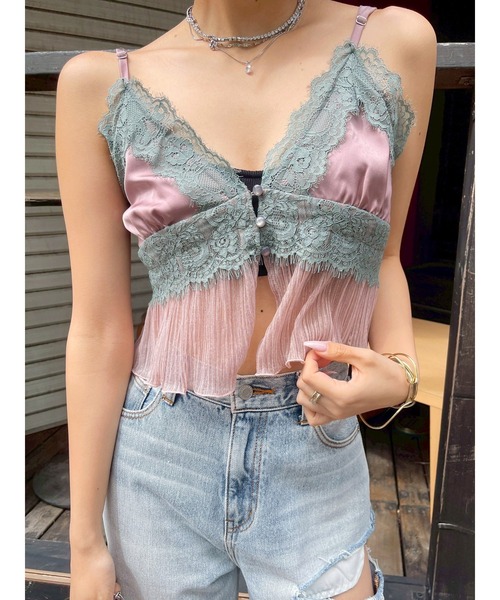 EVRIS（エヴリス）の「ティアードレースキャミソール（キャミソール・レディース・イエロー/ピンク/ブラック・FREE）」の3枚目の写真