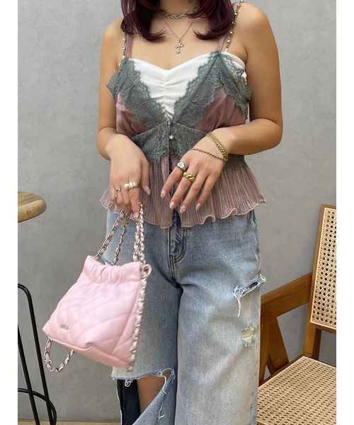 EVRIS（エヴリス）の「ティアードレースキャミソール（キャミソール・レディース・イエロー/ピンク/ブラック・FREE）」の7枚目の写真