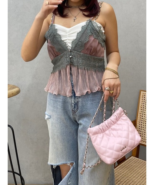 EVRIS（エヴリス）の「ティアードレースキャミソール（キャミソール・レディース・イエロー/ピンク/ブラック・FREE）」の8枚目の写真