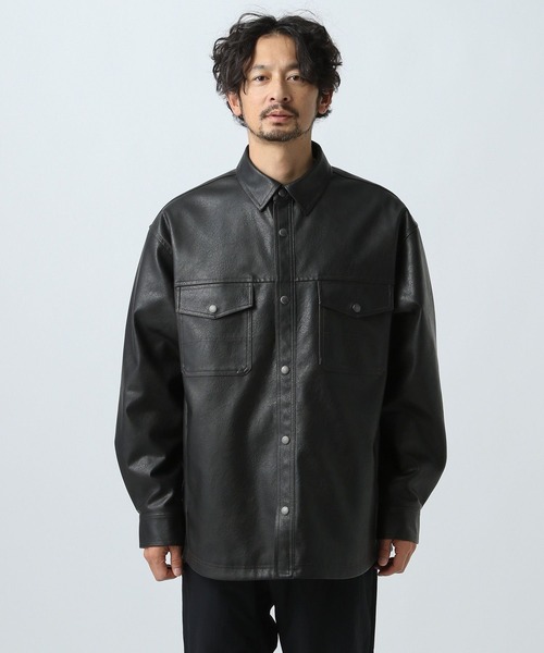 BAYFLOW（ベイフロー）の「フェイクレザーシャツ（ブルゾン・メンズ・ブラック・MEDIUM/LARGE）」の3枚目の写真