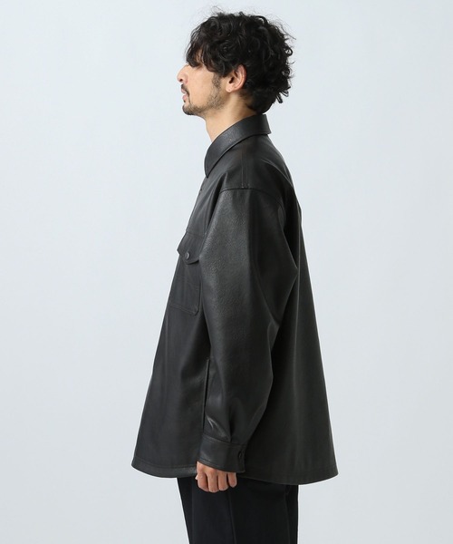 BAYFLOW（ベイフロー）の「フェイクレザーシャツ（ブルゾン・メンズ・ブラック・MEDIUM/LARGE）」の4枚目の写真