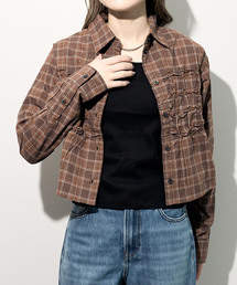 シャーリングチェックシャツ