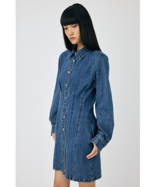 MOUSSY(マウジー)の「WAIST TUCK MINI ドレス(ワンピース・レディース・ブルー/キナリ/ワンウォッシュ・1/2)」の8枚目の写真