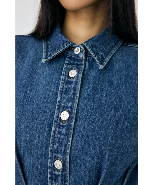 MOUSSY(マウジー)の「WAIST TUCK MINI ドレス(ワンピース・レディース・ブルー/キナリ/ワンウォッシュ・1/2)」の12枚目の写真
