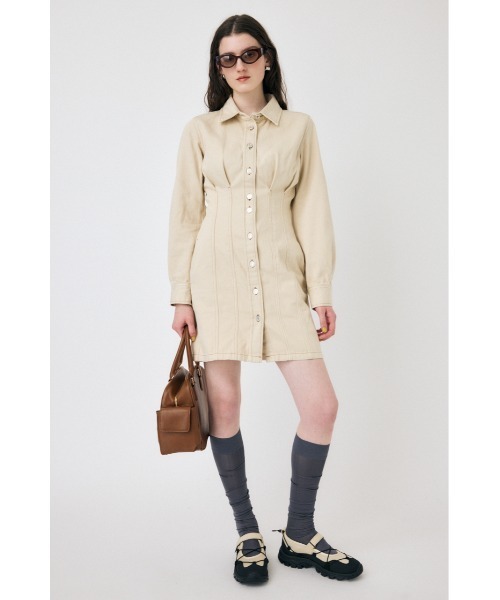 MOUSSY(マウジー)の「WAIST TUCK MINI ドレス(ワンピース・レディース・ブルー/キナリ/ワンウォッシュ・1/2)」の20枚目の写真