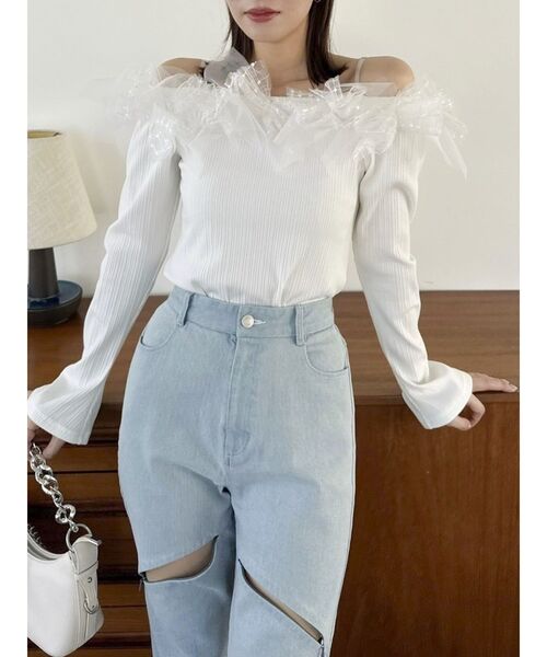 dazzlin(ダズリン)の「スリットフレアデニムパンツ(デニムパンツ・レディース・インディゴブルー/ブルー・SMALL/MEDIUM)」の7枚目の写真