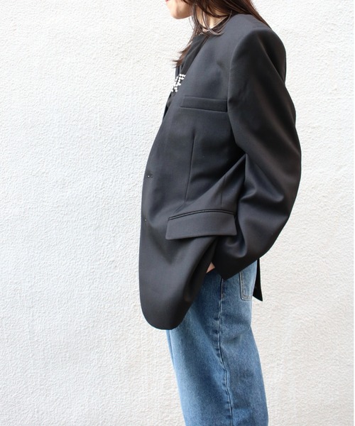 セール】【KIMHEKIM】COLLARLESS SINGLE TAILORING JACKET